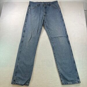 Rustler Mens Regular Fit Straight Leg Blue Denim Jeans 34x34 Light Wash Workwear